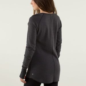 Lululemon Open Your Heart Long Sleeve Classic Stripe Heathered Black